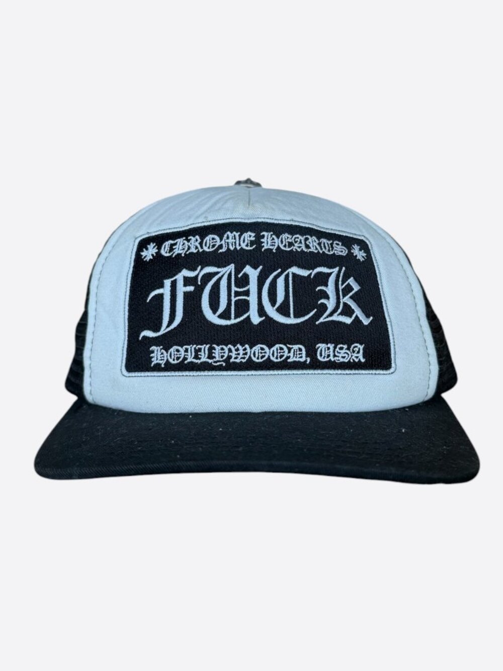 Chrome Hearts Black & White F**K Trucker Hat